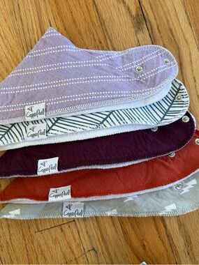 Copper Pearl Kids Bandana Bibs - Purple, Green, Burgundy, Rust & Gray Pack